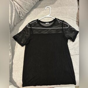 Garage Black Mesh Crewneck Top